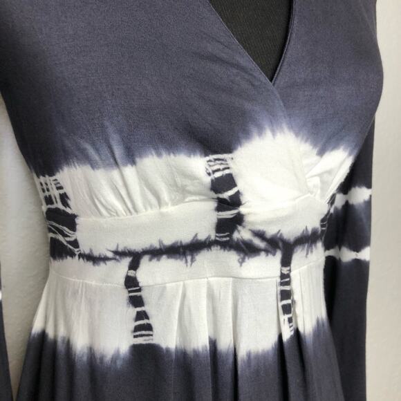 Boston Proper charcoal gray white tie dye v neck knit top size Extra Small XS - Picture 4 of 14